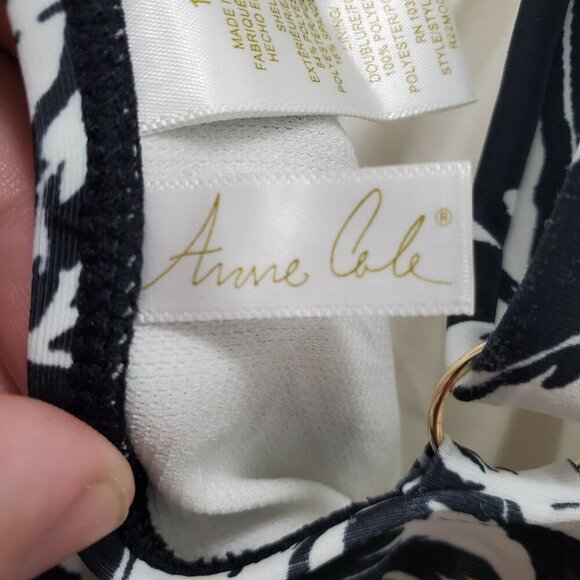 Anne Cole Woman's White Black Tropical Leaf Print One Piece Swimsuit Plus Sz 16 - Picture 5 of 7